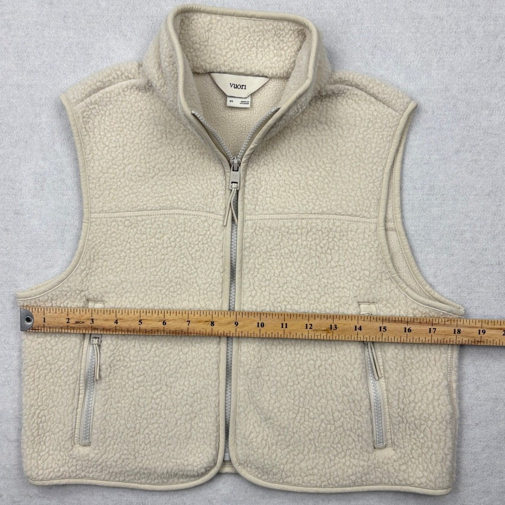 Vuori Sherpa Fleece Vest Womens XS Cream Off White Full Zip Outdoor Cozy Gilet - Picture 6 of 11